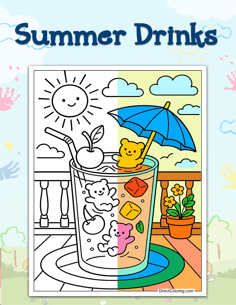Summer Drinks Coloring Pages